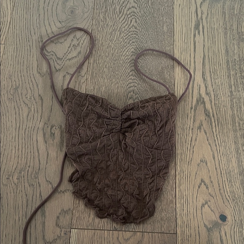 Shein Brown Textured Crop Top
